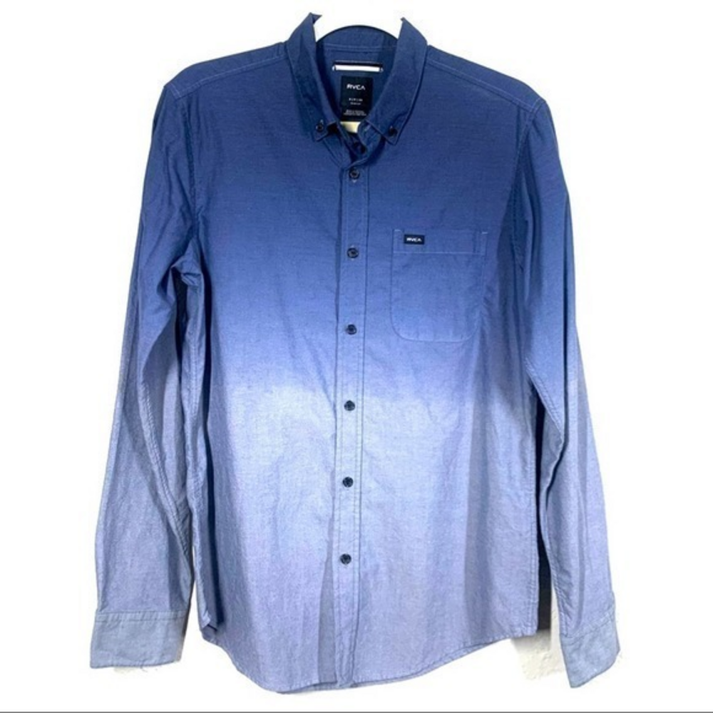 RVCA Blue‎ Ombre Long Sleeve Chambray Button Down Shirt